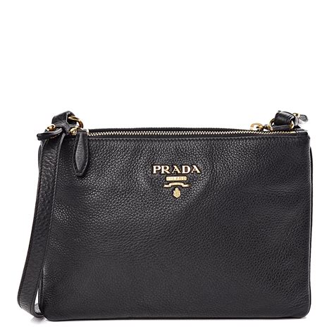 prada double zip vitello phenix|PRADA Vitello Phenix Double Zip Crossbody Bag Black.